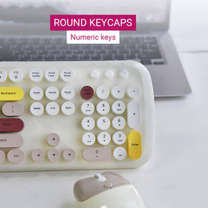 2.4GHz Wireless Multi-Color Combo Keyboard Mouse Round Keycaps Numeric Keys