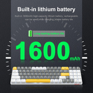 2.4GHz Wireless Slim Tri-Color Mechanical Keyboard LED Backlight 1600mAh Battery