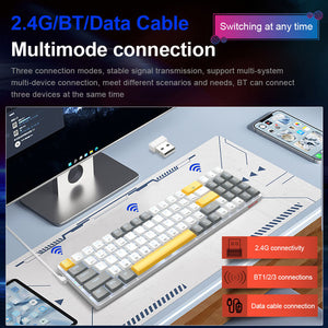 2.4GHz Wireless Slim Tri-Color Mechanical Keyboard LED Backlight Tri-Mode Connectivity