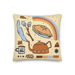 Autumn Cozy Food Utensil Set Throw Cushion 18x18"