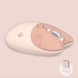 Beige 2.4GHz Wireless Adorable Pastel Feline Mouse 1600 DPI