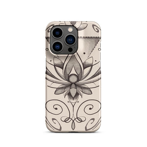 Beige Lotus Flower Harmony Symbol iPhone 14 Pro Snap Case