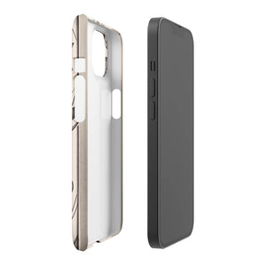 Beige Lotus Flower Harmony Symbol iPhone 14 Snap Case Side View