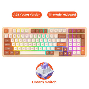 Beige Wireless Tri-Mode Cozy Mechanical Keyboard RGB Backlight