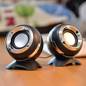 Black 2.0 Mini Space Capsule Round Reactor Speakers 3.5mm AUX USB
