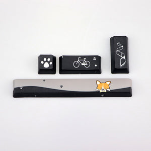 Black Funny Shiba Inu PBT Keycaps Customized Keyboard Keys Picture