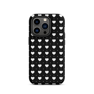 Black Lovely Minimalist Repeated Heart iPhone 14 Pro Tough Case