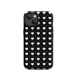 Black Lovely Minimalist Repeated Heart iPhone 14 Tough Case
