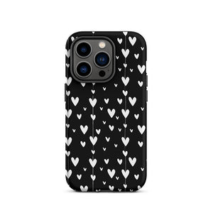 Black Minimalist Lovely Aesthetic Heart iPhone 14 Pro Tough Case
