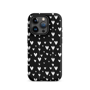 Black Minimalist Lovely Aesthetic Heart iPhone 15 Pro Tough Case