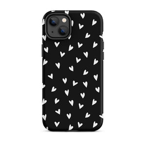 Black Minimalist Multi-Shape Heart iPhone 14 Plus Tough Case