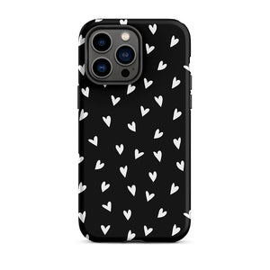 Black Minimalist Multi-Shape Heart iPhone 14 Pro Max Tough Case