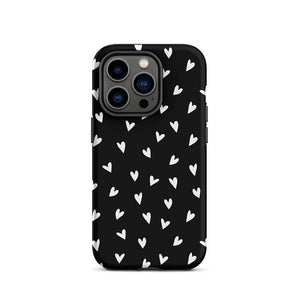 Black Minimalist Multi-Shape Heart iPhone 14 Pro Tough Case