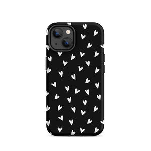 Black Minimalist Multi-Shape Heart iPhone 14 Tough Case