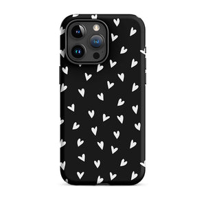Black Minimalist Multi-Shape Heart iPhone 15 Pro Max Tough Case