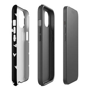 Black Minimalist Multi-Shape Heart iPhone 15 Tough Case Double-Layer