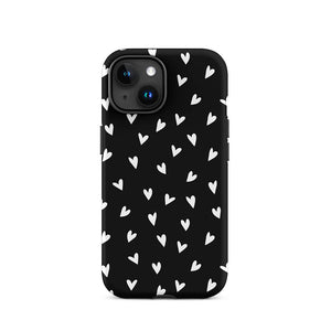 Black Minimalist Multi-Shape Heart iPhone 15 Tough Case