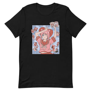 Black Pink Pom Pom Hair Girl Tee Blink Eye