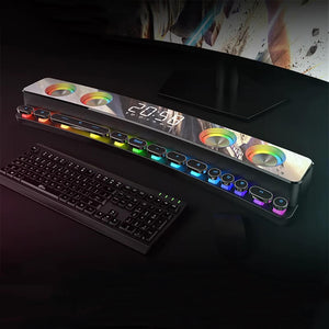 Black RGB Bluetooth 5.0 Neon Mechanical Soundbar Hifi Sound Clock