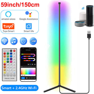 Black Smart RGB Corner Lamp WiFi Remote Control USB