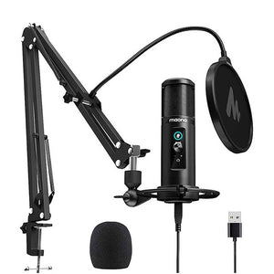 Black Zero Latency Metal Cardioid Microphone Pop Filter Mute