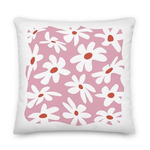 Blooming Pastel Flower Assortment Throw Pillow 22x22"