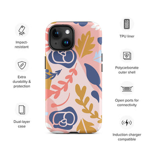Blooming Soft Flower Plant Leaf iPhone 15 Tough Case Features