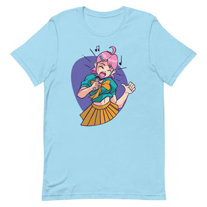 Blue Pink Hair Anime Singer Schoolgirl Tee Idol Wannabe