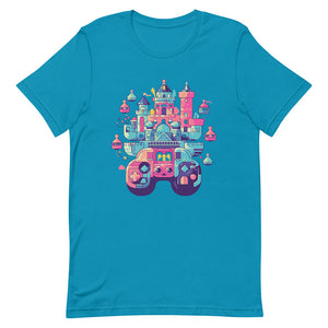 Blue Platform Fantasy Enchanted Castle Gamepad Control Tee