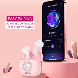 Bluetooth 5.1 Cute Chubby Capsule Cat Earphones Built-In Mic Easy Pairing