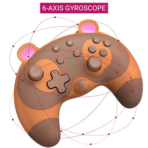 Bluetooth Cute Raccoon Controller Vibration Turbo Wake-Up Switch 6-Axis Gyroscope