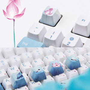 Bluetooth Lotus Flower Landscape Mechanical Keyboard White Backlight Picture