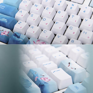 Bluetooth Lotus Flower Landscape Mechanical Keyboard White Backlight Picture