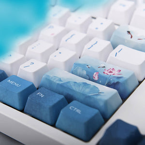 Bluetooth Lotus Flower Landscape Mechanical Keyboard White Backlight Right Side