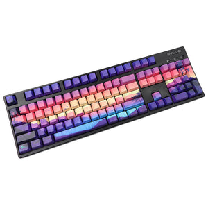 Cartoon Sunset Landscape PBT Keycaps Personalized Keyboard Keys Full View
