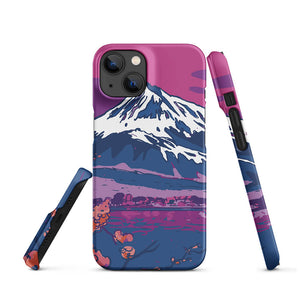 Cartoonish Art Japanese Fuji Mountain iPhone 14 Snap Case Picture