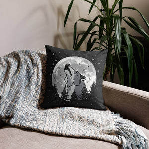 Cartoonish Howling Werewolf Full Moon Throw Pillow Lifestyle