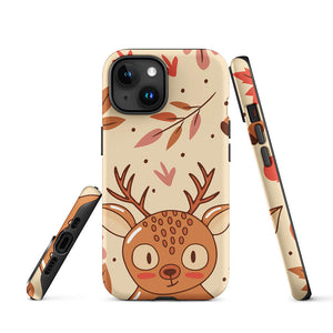 Cartoonish Seasonal Autumn Kawaii Deer iPhone 15 Rugged Case Picture