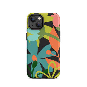 Colored Lush Flower Plant Leaves iPhone 14 Tough Case