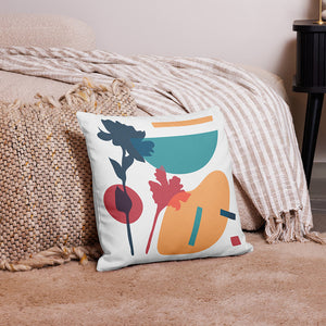 Colorful Floral Abstract Shapes Throw Pillow Picture
