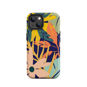 Colorful Seasonal Blooming Flower Leaves iPhone 14 Tough Case