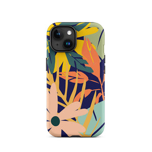 Colorful Seasonal Blooming Flower Leaves iPhone 15 Tough Case