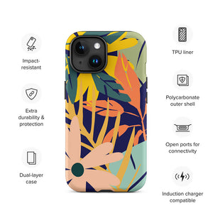 Colorful Seasonal Blooming Flower Leaves iPhone 15 Tough Case Features