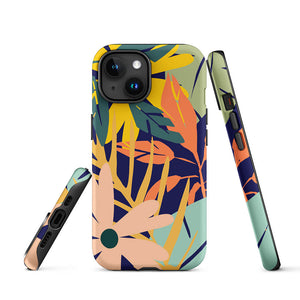 Colorful Seasonal Blooming Flower Leaves iPhone 15 Tough Case Picture