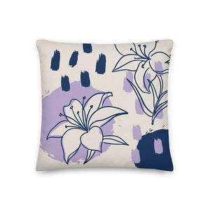 Cozy Blooming Modern Lily Flower Throw Pillow 18x18"