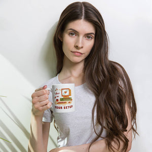 Cozy Desktop Computer Setup Showcase Mug Coffee Cup Woman Picture