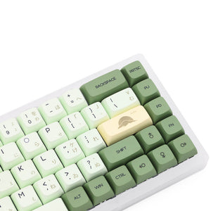 Cozy Matcha Green Tea PBT Keycaps Keyboard Keys Mockup Right Side