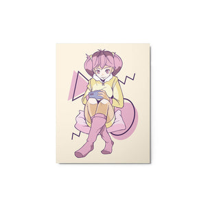 Cute Casual Gaming Girl Time Metal Poster 11x14"
