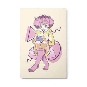 Cute Casual Gaming Girl Time Metal Poster 24x36"