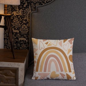 Cute Seasonal Cozy Rainbow Heart Throw Pillow Bedroom Decor